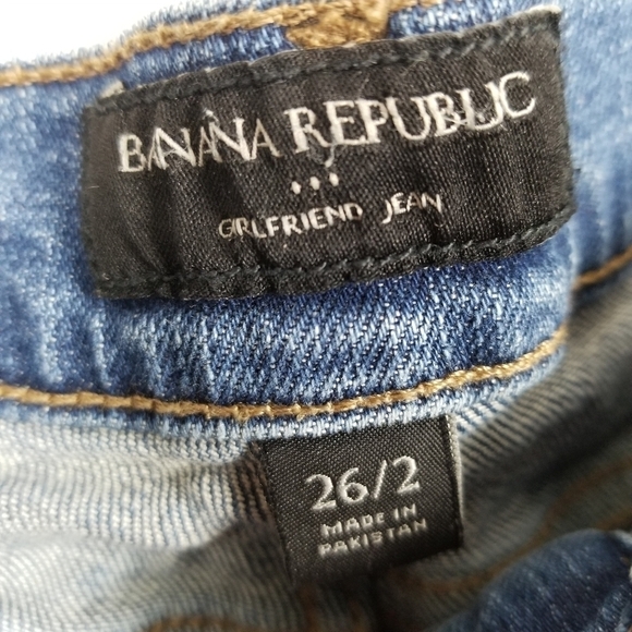 Banana Republic Girlfriend Jean Size 26 Medium Wash High Rise Distressed Womens - Picture 4 of 7